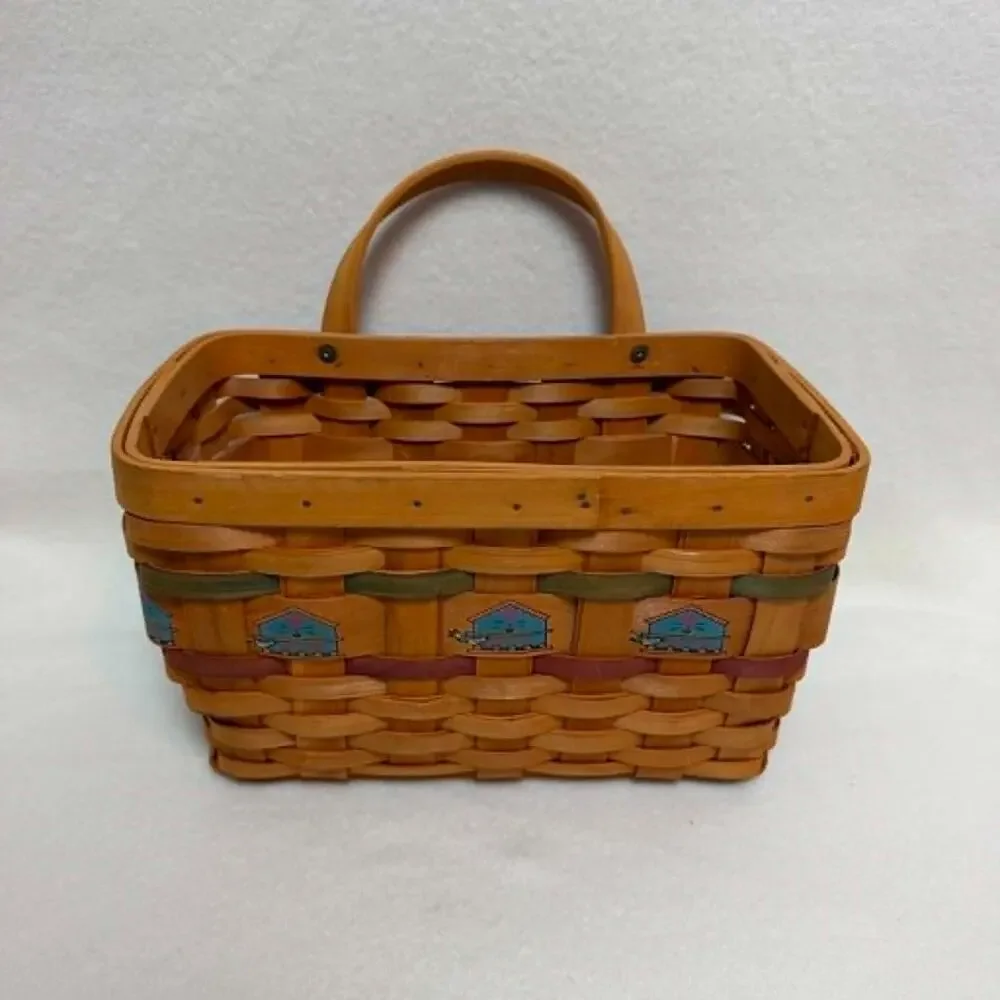Country Woven Collection Hanging Woven Basket Birdhouse Motif Cottage Farmhouse